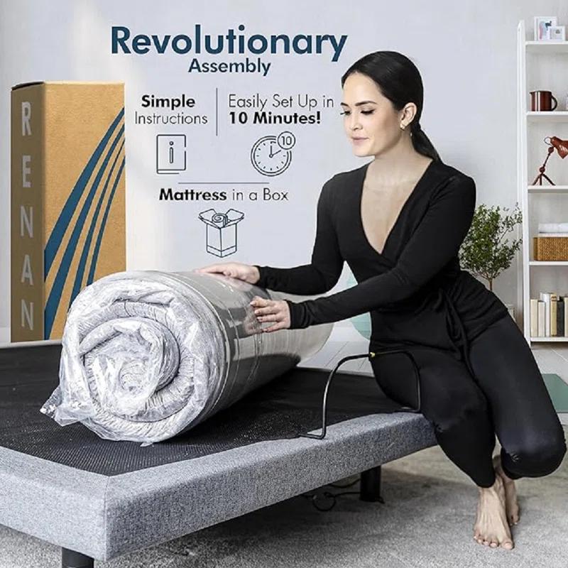 Renanim Sf Adjustable Bed With 14" Hybrid Mattress Included Massage, Usb, Underbed Light, Wireless Remote & App Control