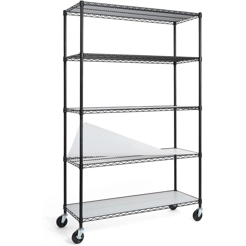 CAPHAUS CAPHAUS NSF Commercial Grade Heavy Duty 5-Tier Wire Shelving w/Wheels, Leveling Feet, 48 x 18 x 76-Inch, Multiple Options