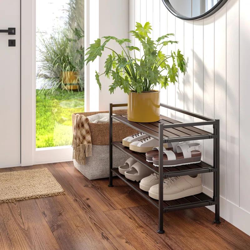 3-Tier (12 Pair) Stackable Resin Shoe Storage Rack