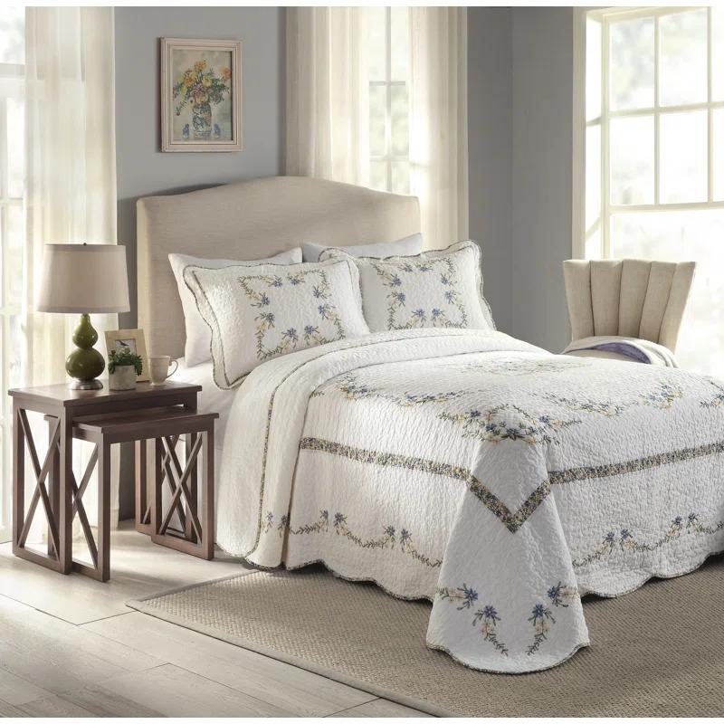 Modern Heirloom Heather Floral Embroidered Single Bedspread & Reviews | Wayfair