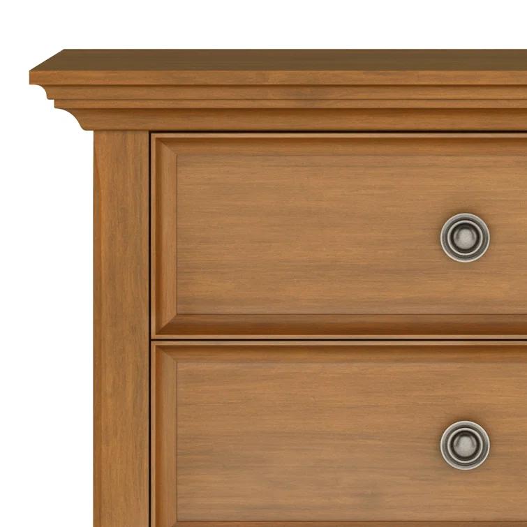 Simpli Home Amherst 24"W 2-Drawer Solid Wood Nightstand with Open Shelf