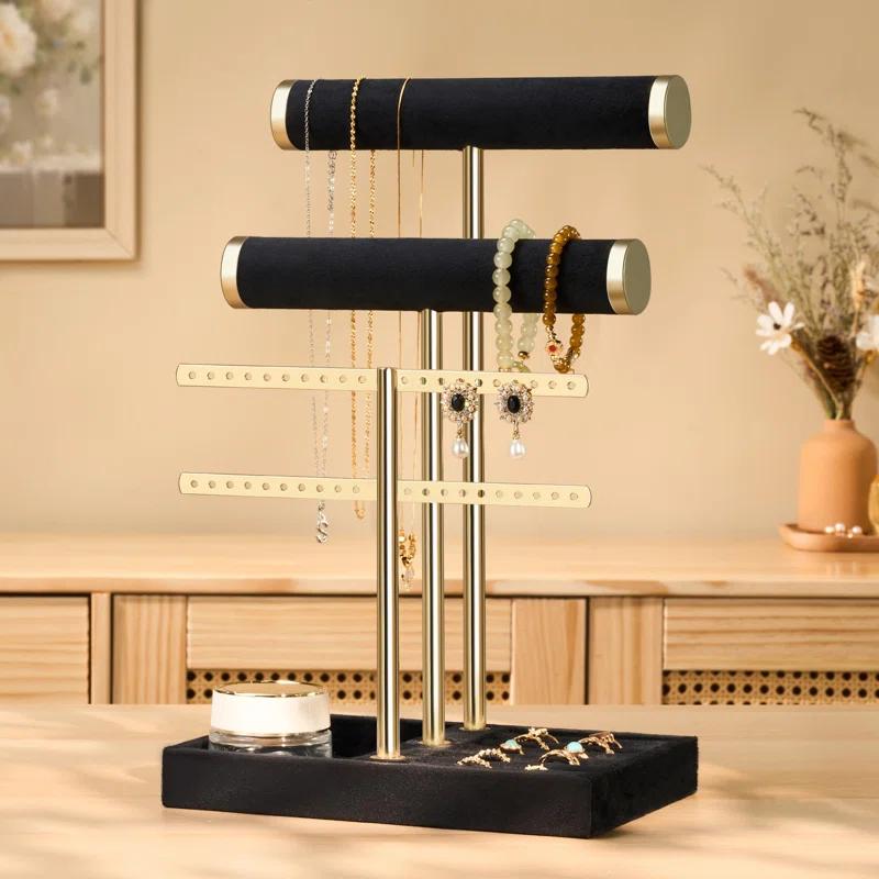 Mercer41 3-Tier Detachable T-Shaped Velvet Bracelet Rack For Bracelets, Necklaces