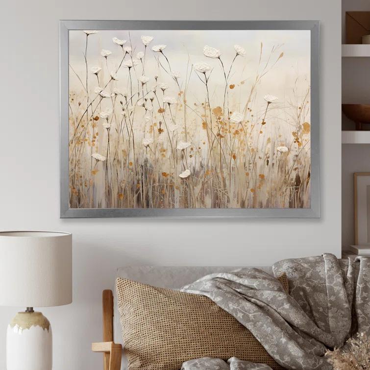 Design Art beige Wildflowers Floral Fantasy - Beige Wildflowers Wall Art