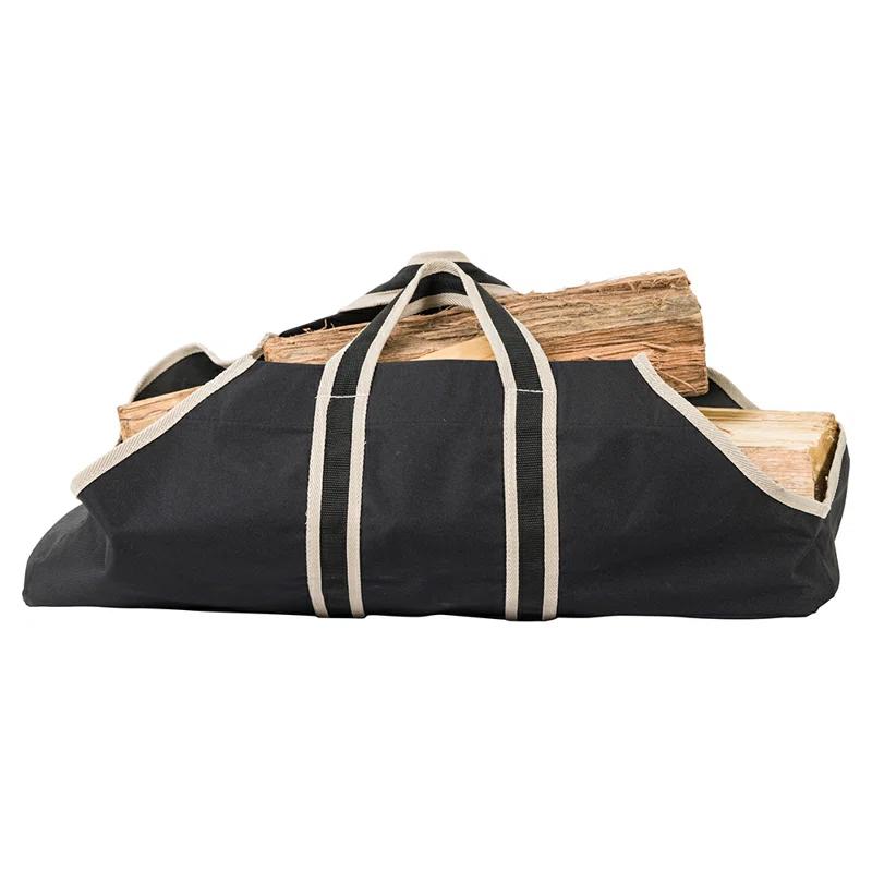 Modern Ember Modern Ember Black Log Carrier Bag - Lightweight Waxed Canvas with Nylon Webbing Handles