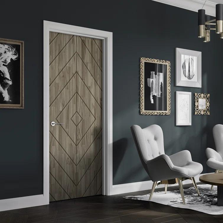 Calhome Stained Smooth Pine Wood Single Prehung Interior Door