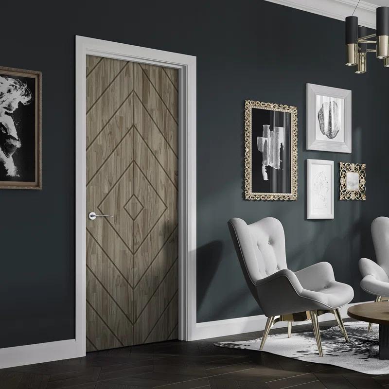 Calhome Stained Smooth Pine Wood Single Prehung Interior Door