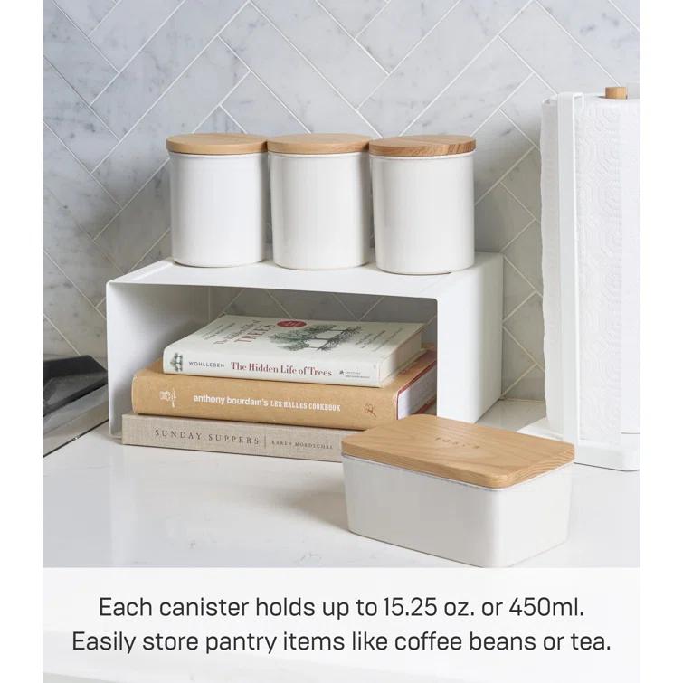Tosca Yamazaki Home Ceramic Canister, Dry Food Kitchen Storage Container, Plain, 15.25 oz. Airtight