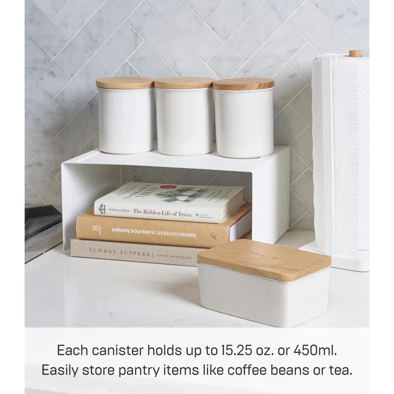 Tosca Yamazaki Home Ceramic Canister, Dry Food Kitchen Storage Container, Plain, 15.25 oz. Airtight