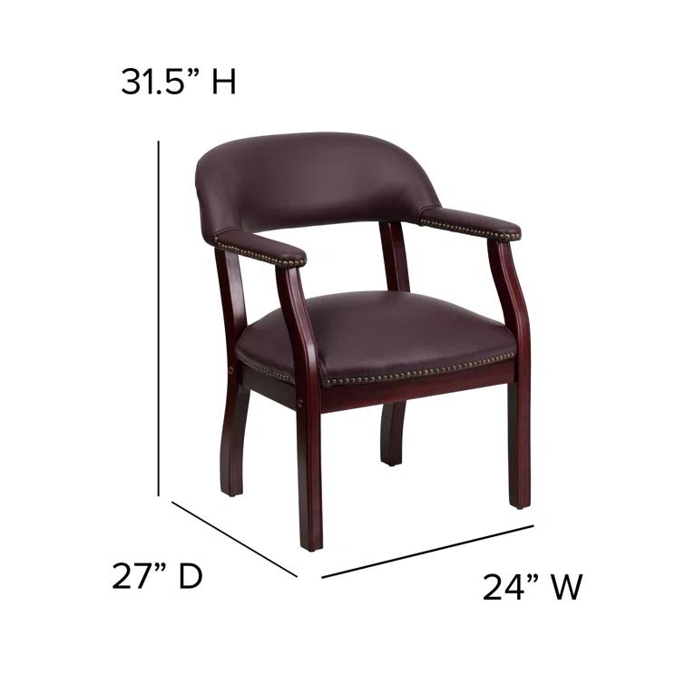 Leather Seat Waiting Room Chair with Wood Frame