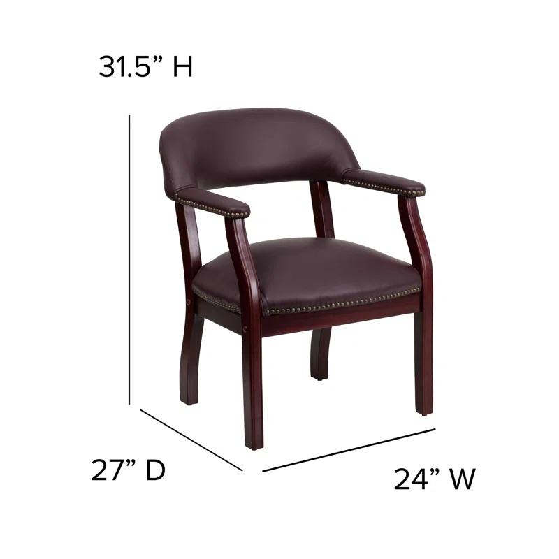 Leather Seat Waiting Room Chair with Wood Frame