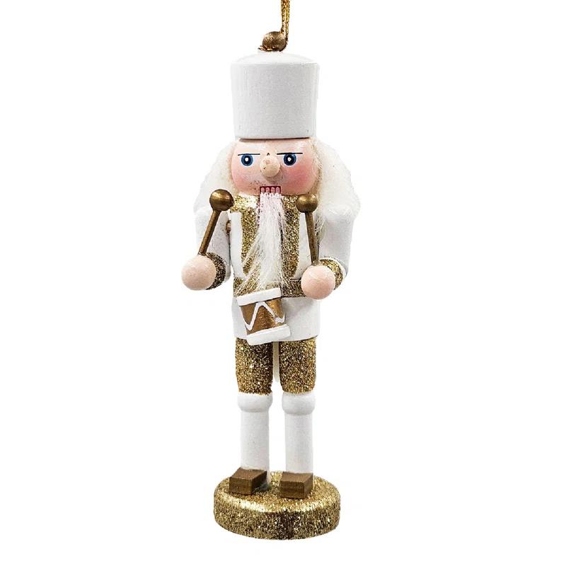 A&B Home 5" Nutcracker Ornaments - Set of 9 - White/Gold (Set of 9)