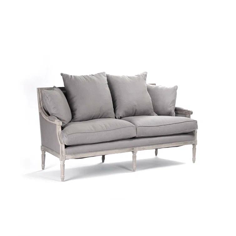 Zentique B007-3 E272 A048 Louis Grey Linen Sofa- 70 x 34.75 x 27 in.