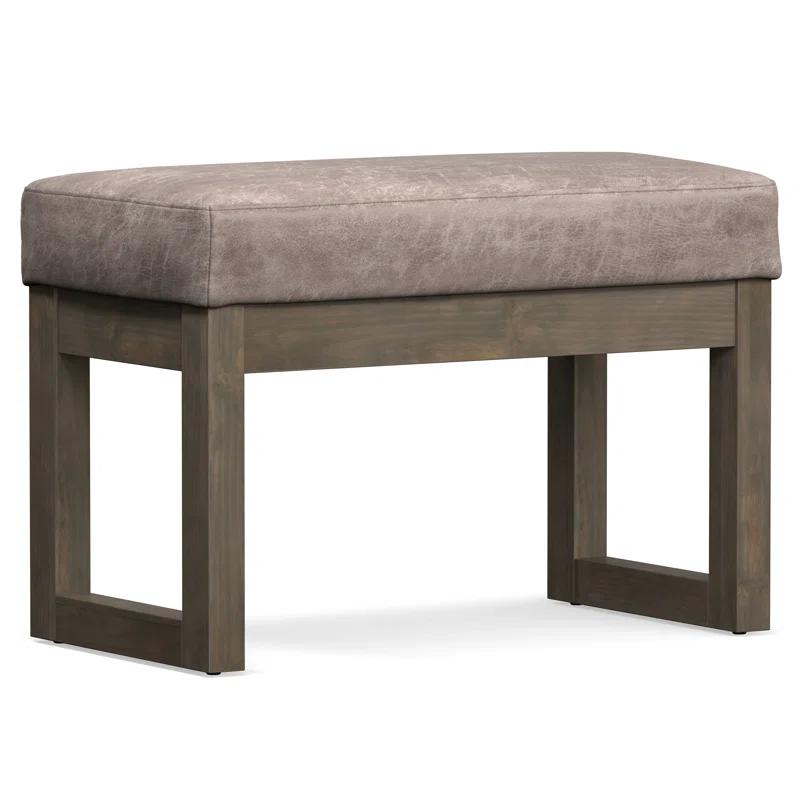 Simpli Home Milltown Ottoman Bench with Upholstered Seat and Solid Wood Frame