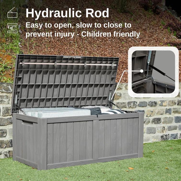 EAST OAK 26.6'' W 120 Gallons Lockable Deck Box in Grey