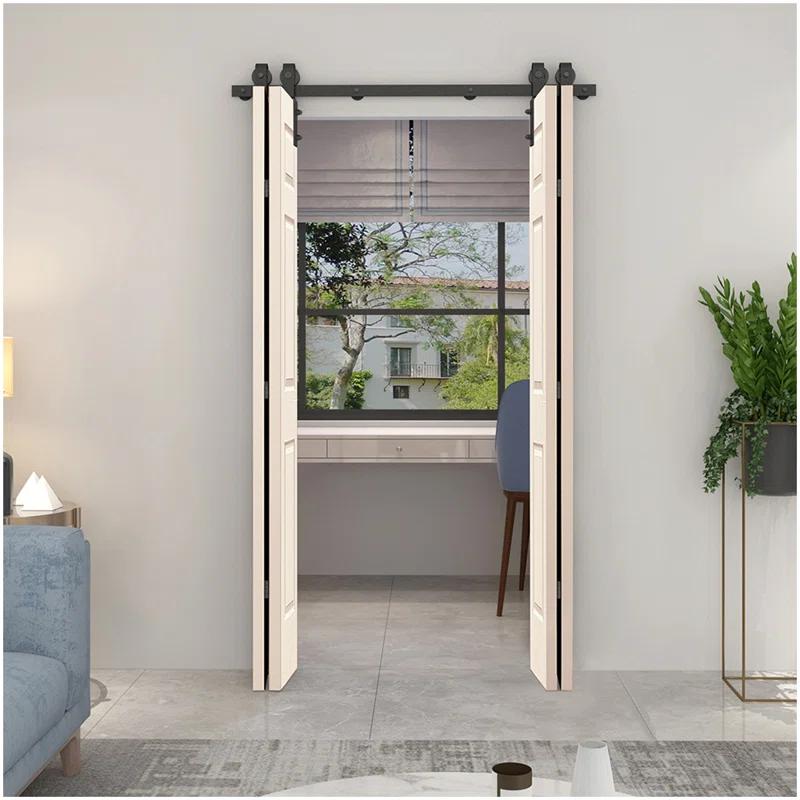 Calhome Paneled MDF Composite Double Bifold Barn Doors with Installation Hardware Kit