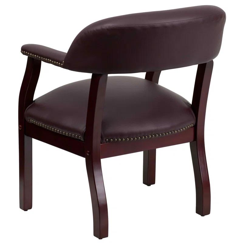 Leather Seat Waiting Room Chair with Wood Frame