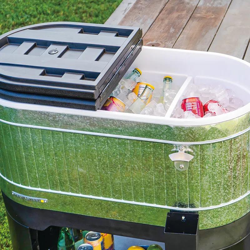 Permasteel Permasteel 120-Qt Large Outdoor Cooler Cart on Wheels, Rolling Patio Cooler with Dividers for Separate Compartments