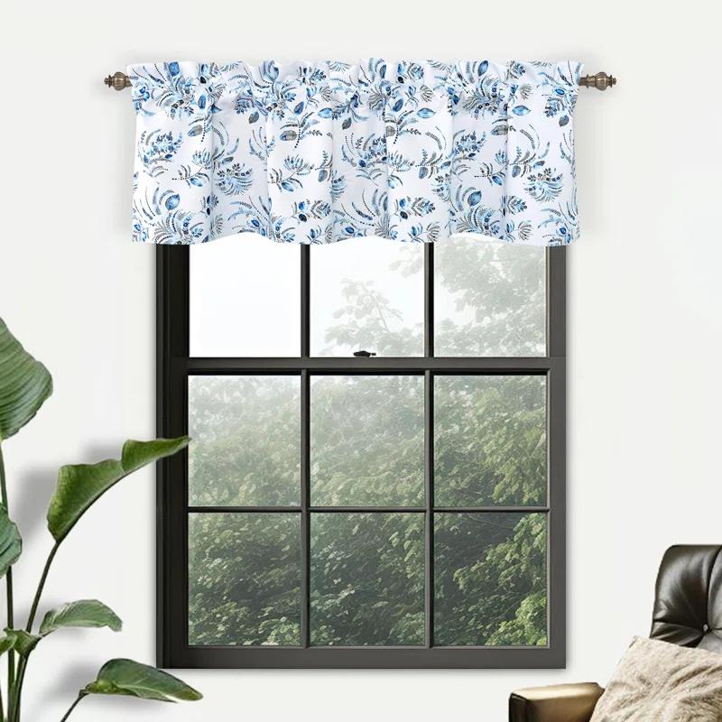 Rosalind Wheeler Helfer Floral Tailored 52'' W Window Valance in