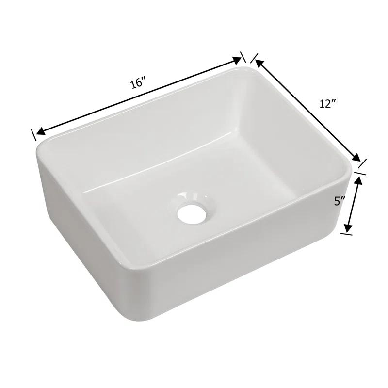 walterwork 16"x12" Ceramic Boat Shape Bathroom Sink