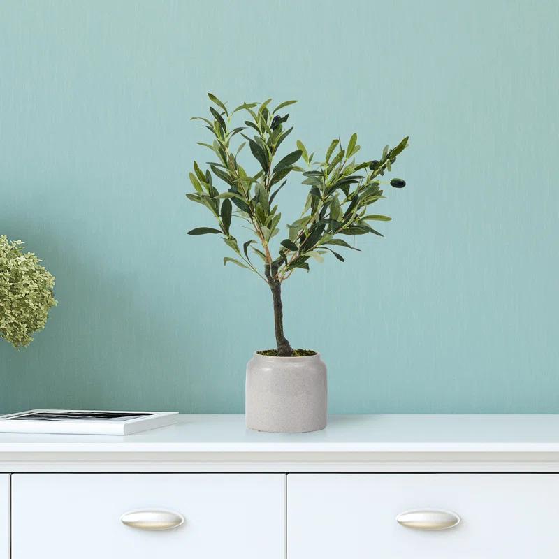 Elements Elements 21.5 in. Artificial Olive Tree Plant in Pot