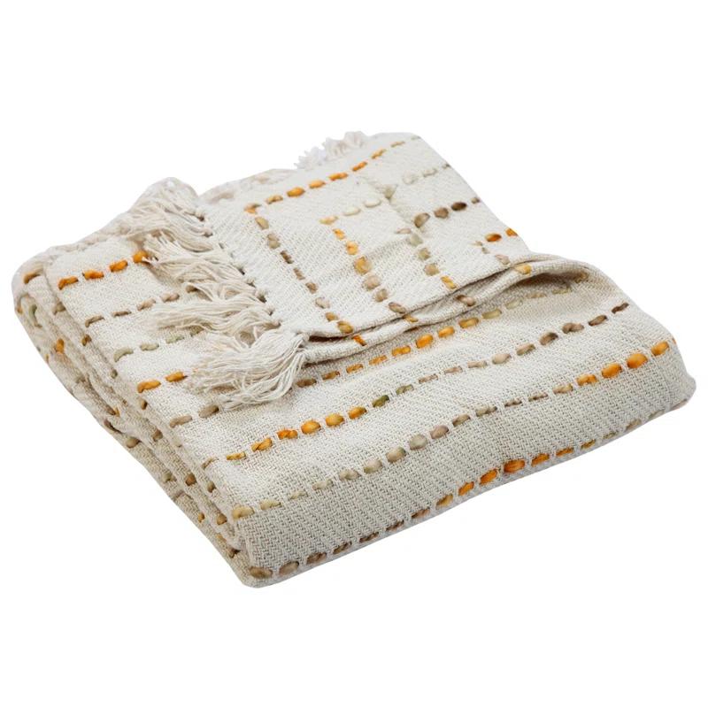 Rajani Home Deep Ombre Striped Handmade Woven Throw Blanket with Fringe