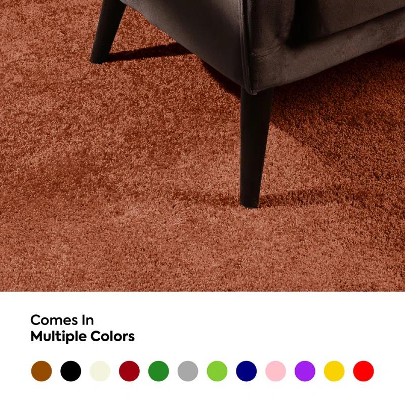 Furnish My Place Modern Plush Pet and Kids Friendly Solid Color Rust Area Rugs, Stain & Fade Resistance, Made in USA, Perfect for Living Room, Dining Room, Bedroom, Playroom and Kidsroom, Event, Wedding Rug