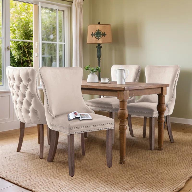 Rosdorf Park Velvet Kitchen Upholstered Dining Chair (Set of 4)