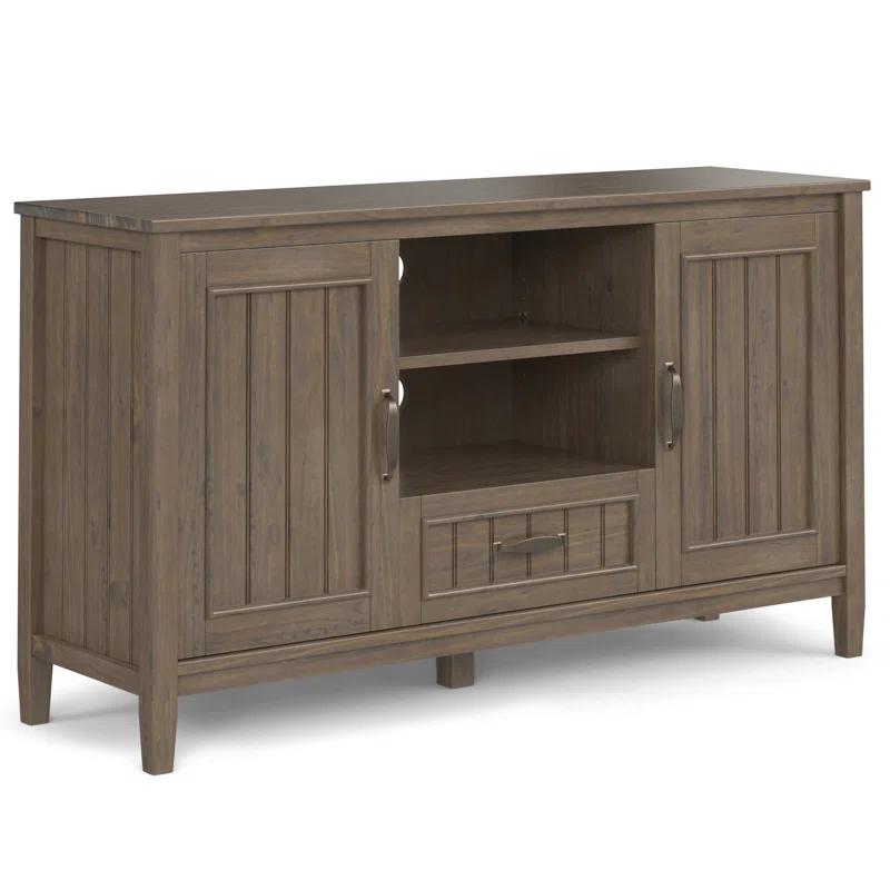 Simpli Home Lev SOLID WOOD TV Media Stand in Smoky Brown For TVs up to 60 inches