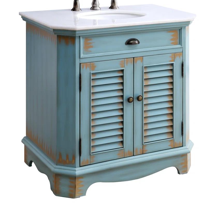 Highland Dunes Kaul 32'' Single Bathroom Vanity with Marble Top
