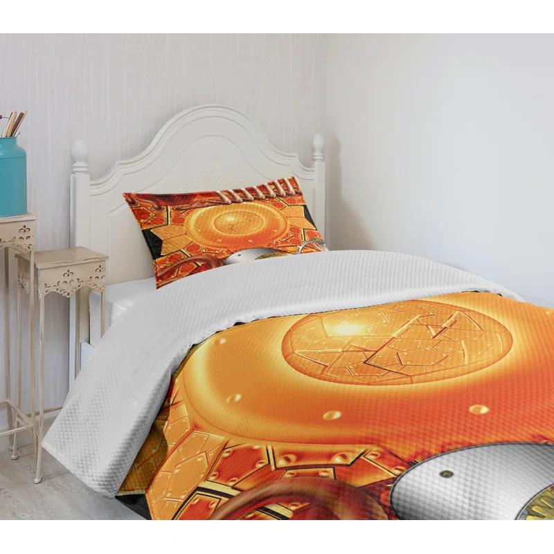 Ambesonne Ambesonne Steampunk Bedspread Set Retro Gear Technology Multicolor