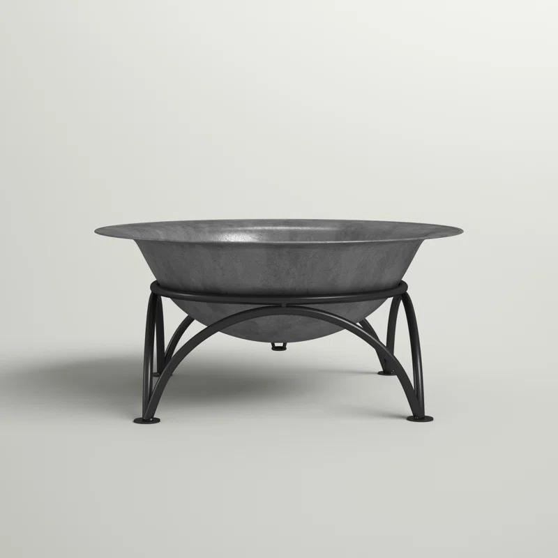 SunnyDaze Decor 23.5" Round Wood-Burning Dark Gray Finish Cast Iron Fire Pit Bowl and Stand