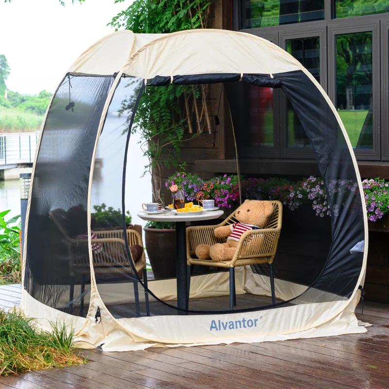 EighteenTek Fiberglass Patio Gazebo Pop Up with Screen Room Tents