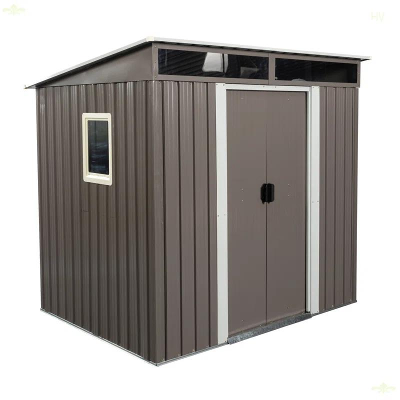 HomeViewto 6Ft X 5Ft Outdoor Metal Storage Shed With Window Transparent Plate