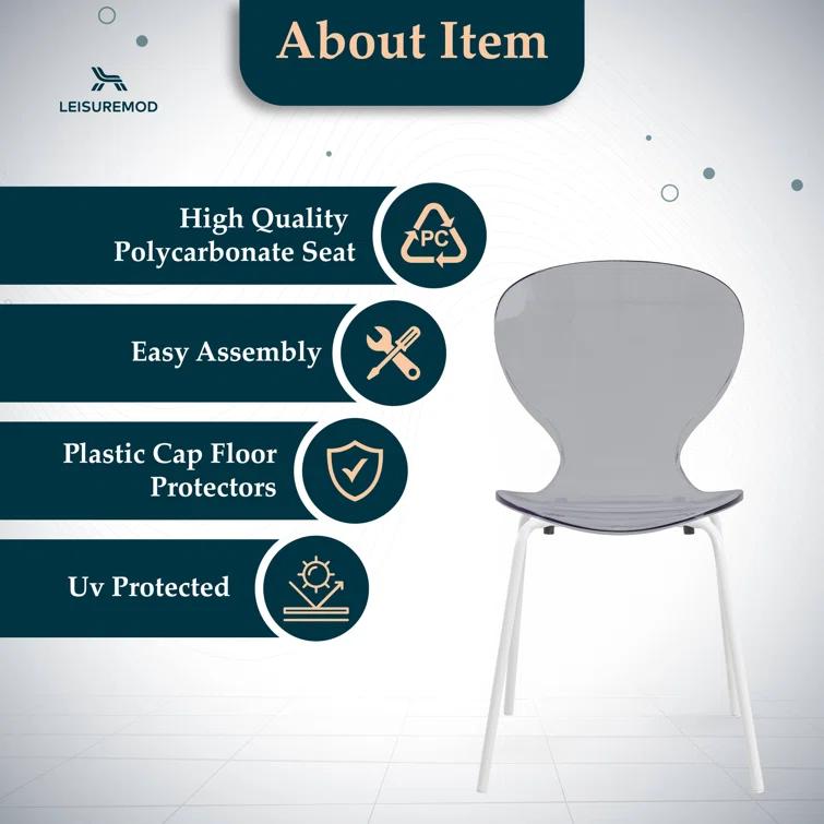 Ivy Bronx Edenfield Dining Chair with Curved Back and Waterfall Edge Seat White Powder-Coated Metal Legs