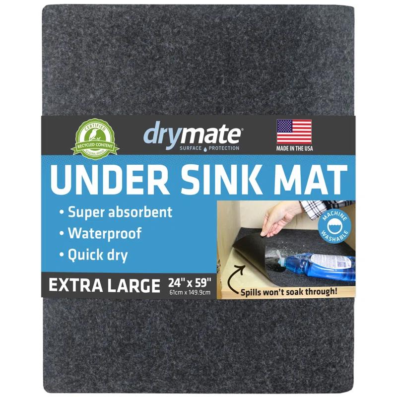 Drymate XL Under Sink Mat, Protective Cabinet Liner For Kitchen & Bathroom - Absorbent, Waterproof, Machine Washable (24”x59”) (Charcoal) (USA Made)
