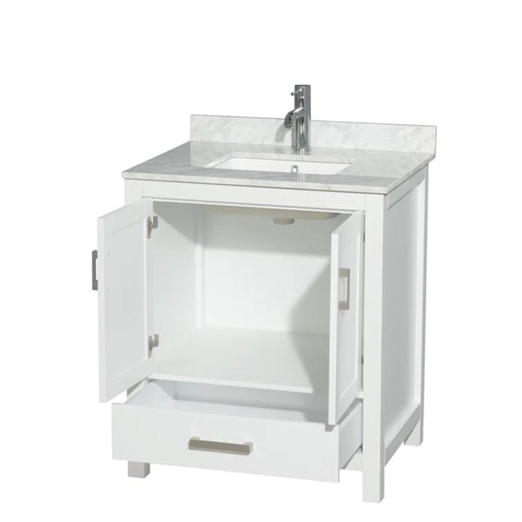 Wyndham Collection Sheffield 30" Freestanding Single Bathroom Vanity with Marble Top