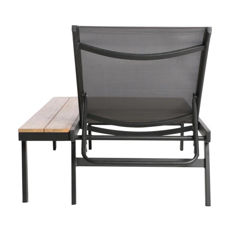 Union Rustic Absinthe Outdoor Metal Chaise Lounge Set with Table (Set of 4)