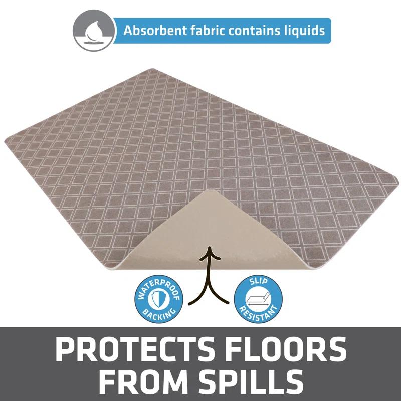Pet Bowl Placemat, Feeding Mat For Dog & Cat - Thin, Absorbent, Waterproof, Machine Washable