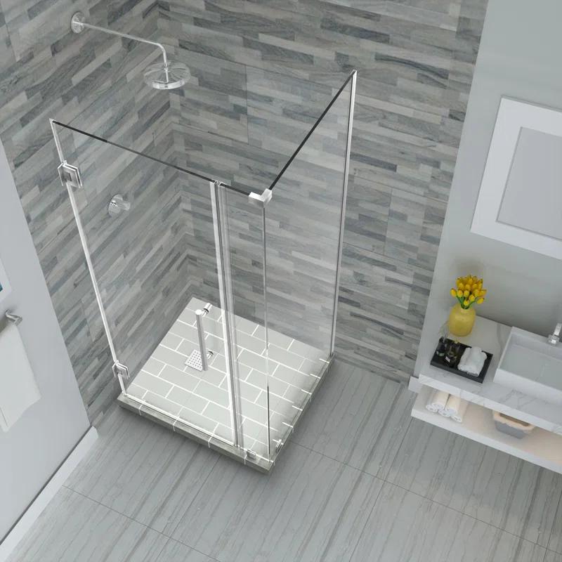 Aston SEN967EZ-SS-322632-10 Bromley 32.25" x 72" Rectangle Hinged Shower Enclosure