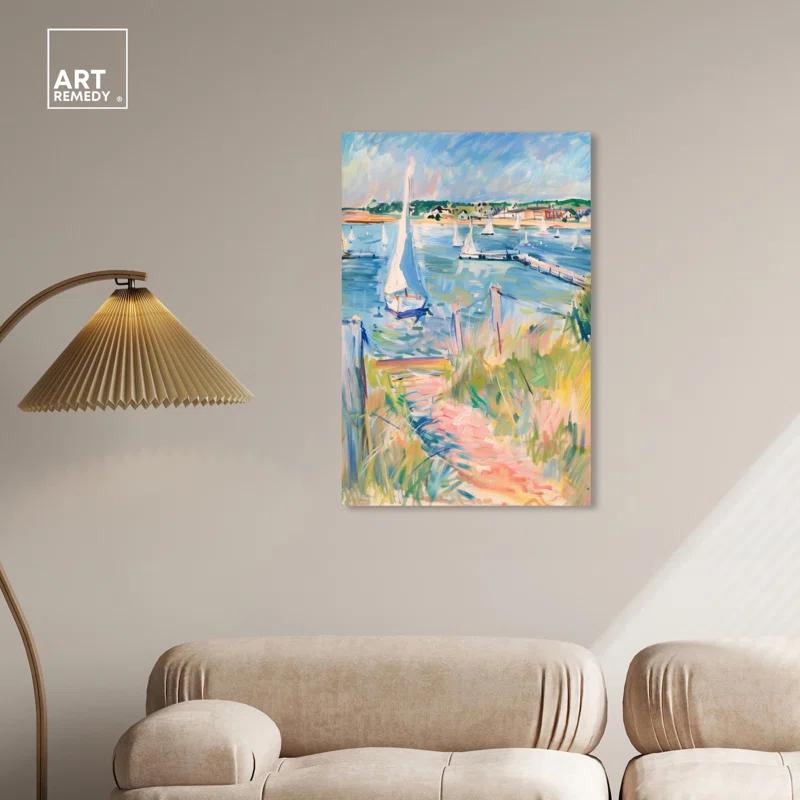 Art Remedy Sail Boasts Outside Canvas Vibrant Coastal Wall Art by Art Remedy