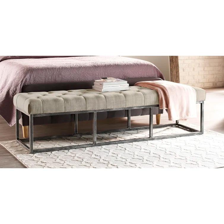 Finch Danes Claire Tufted Bench with Iron Legs, Modern 72.5" Bench for Bedroom or Living Room