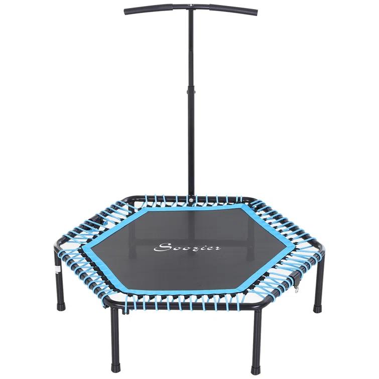 Soozier Soozier 4' Foldable Hexagon Indoor Fitness Trampoline with Handlebar