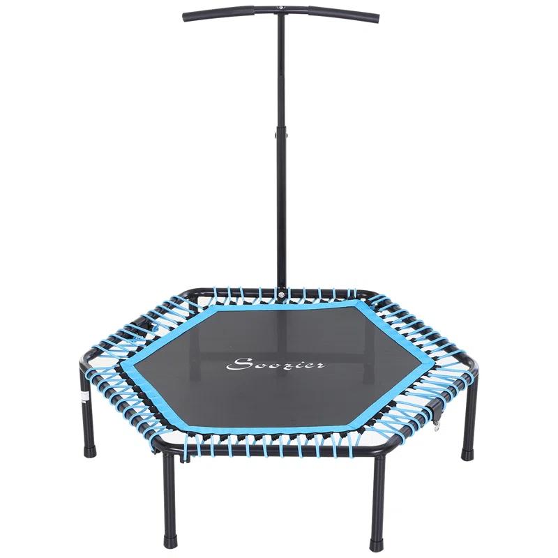 Soozier Soozier 4' Foldable Hexagon Indoor Fitness Trampoline with Handlebar