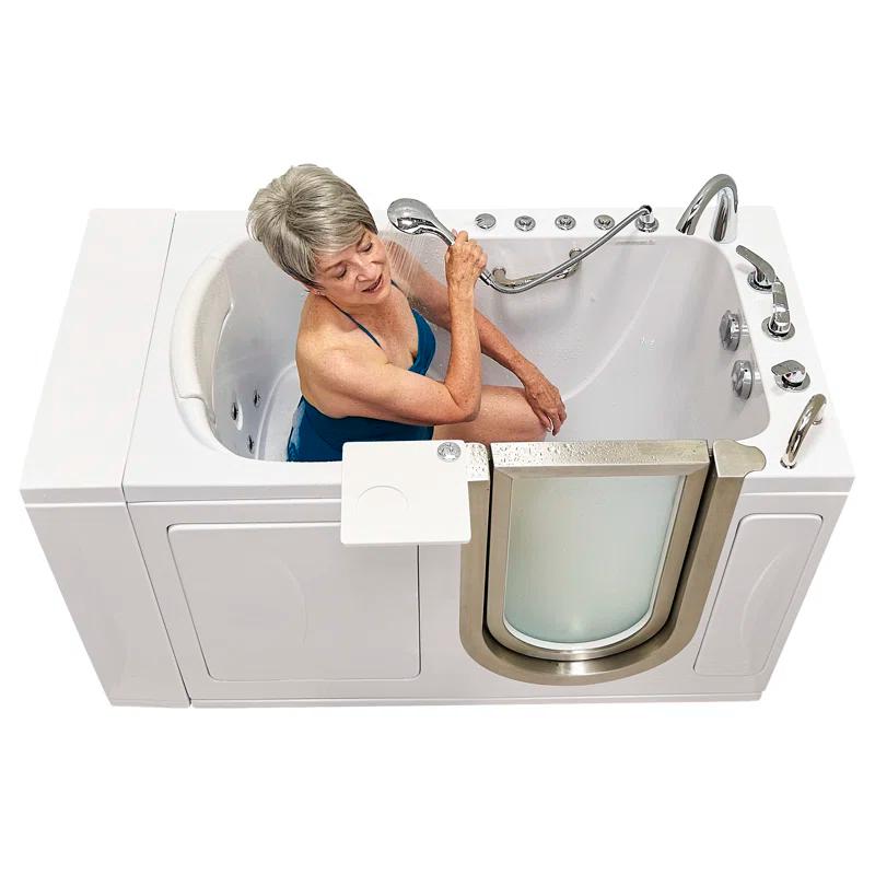 Ella Walk In Baths 931185P Royal 32"x52" Acrylic Air and Hydro Massage Walk-In Bathtub, 5 Piece Fast Fill Faucet, 2" Dual Drain