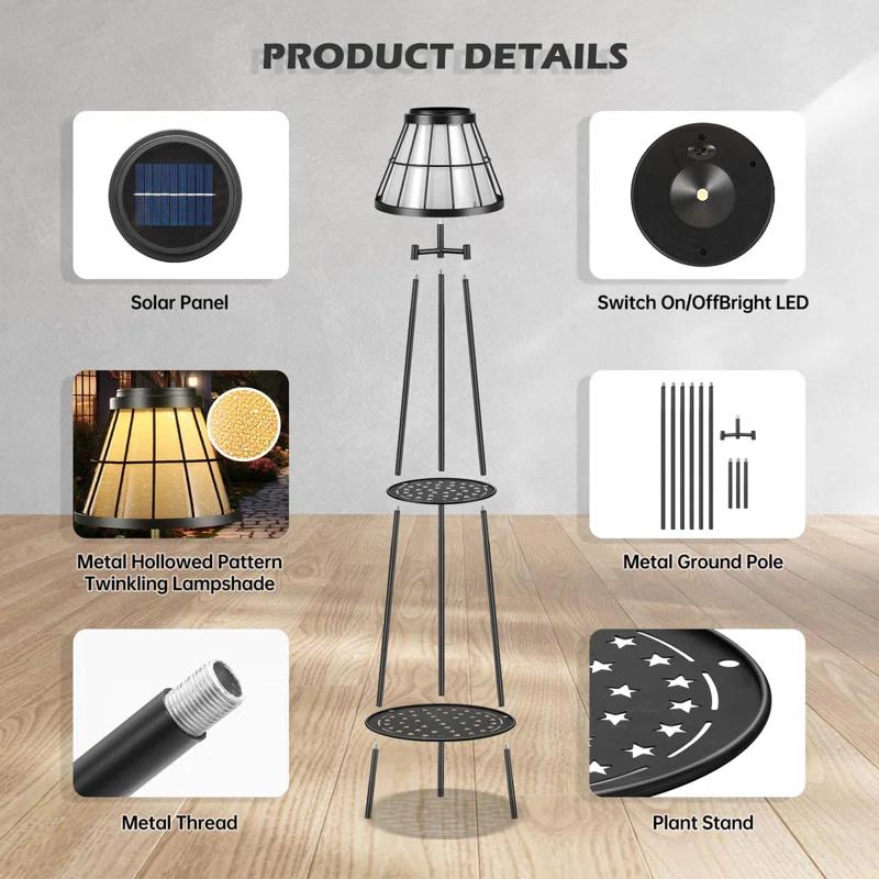 Latitude Run® 2 Pack Outdoor Solar Floor Lamps Waterproof Plant Stand