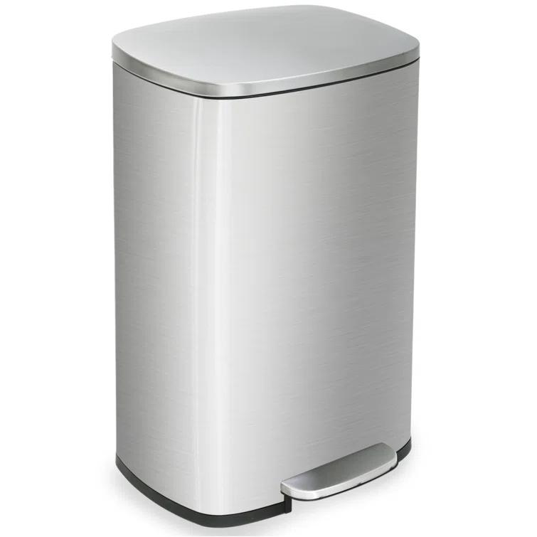 FDW Steel Step On Kitchen Trash Can - 13 Gallons