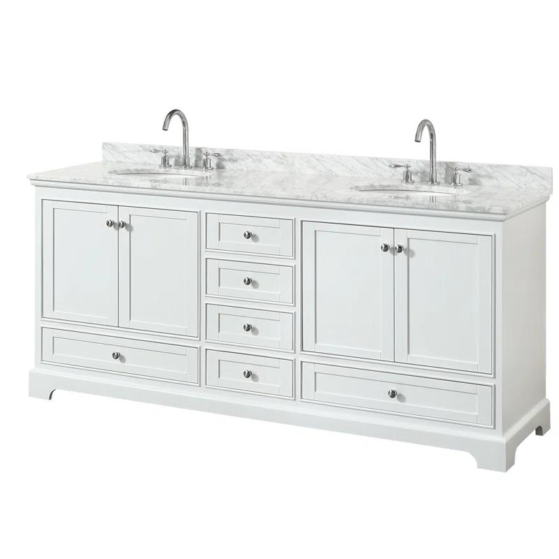 Deborah 80'' Double Bathroom Vanity with Marble Top