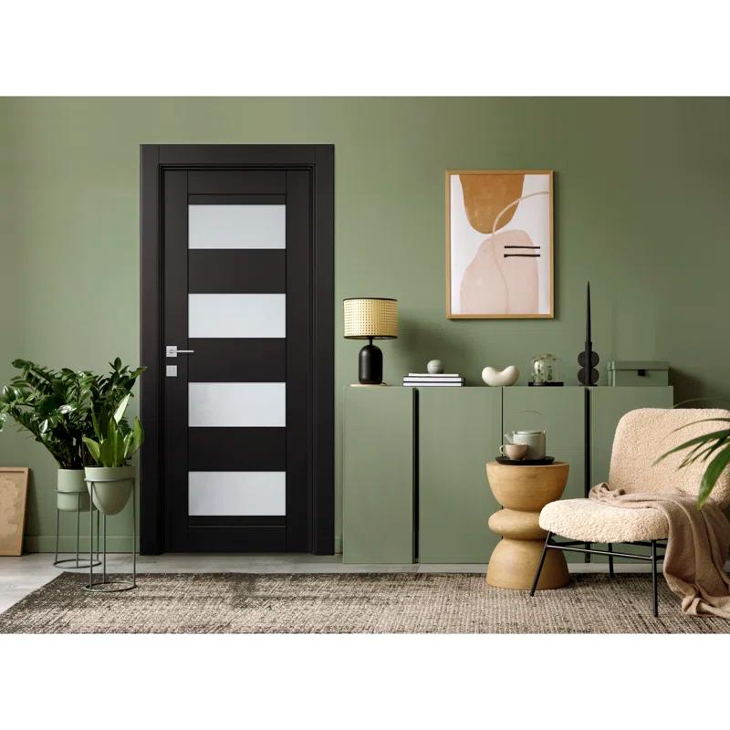 Belldinni Della DIY-FRIENDLY Manufactured Wood and Frosted Glass Single Prehung Standard Door