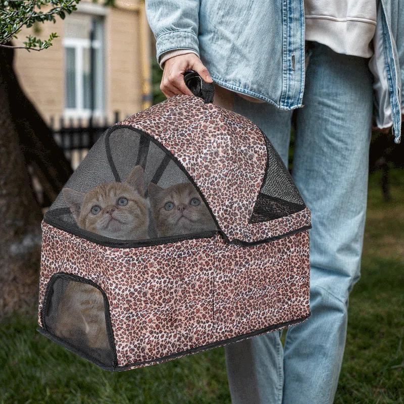 MoNiBloom Folding Pet Stroller, Foldable Dog Jogger Stroller with Detachable Carrier, Basket and Cup Holder