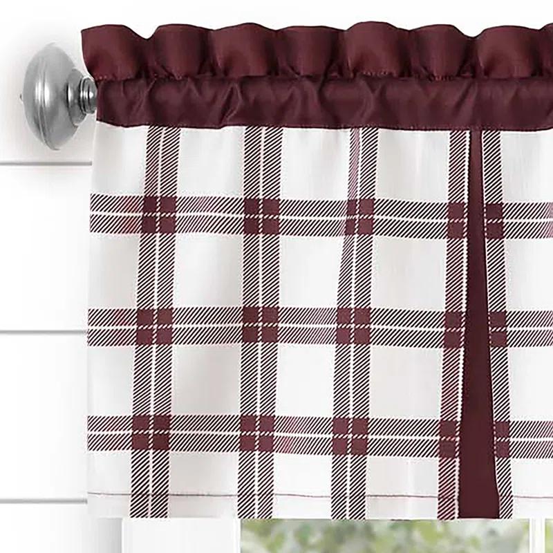 Achim Importing Co Plaid Tailored 58'' W Kitchen Curtain